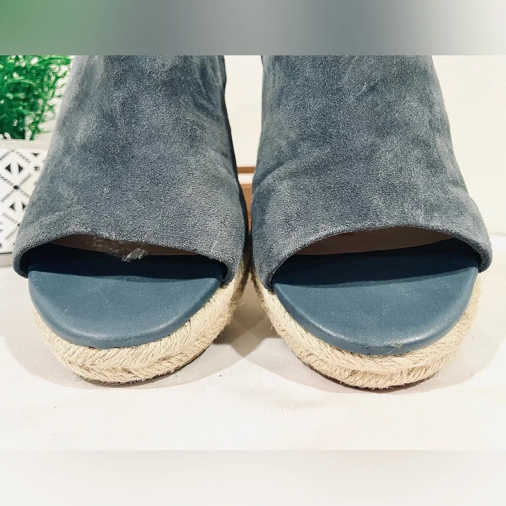 Sam Edelman “BONNIE” Espadrille Navy Blue Suede Jute Wedge Sandals | EU 39 US 8